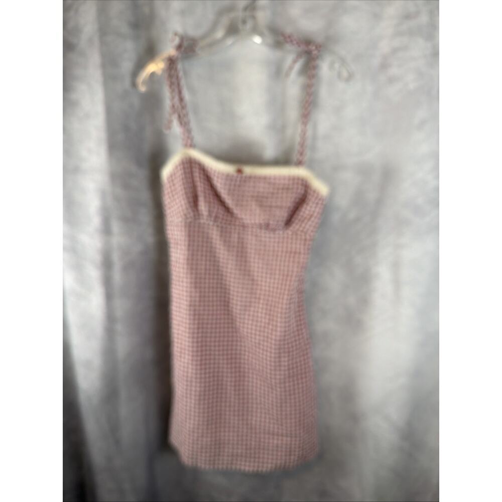 Princess Polly Gingham Mini Dress Red Check White Lace Tie Strap Sundress US 6 - Picture 2 of 10